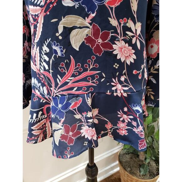 Charter Club Women's Blue Floral Polyester Round Neck Long Sleeve Top Blouse XXL - Picture 3 of 12